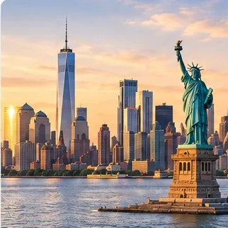 New York skyline with the Statue of Liberty